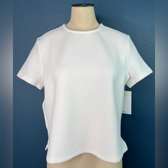 Nordstrom Rack White Textured Fabric Shirt Sleeve Blouse - Picture 1 of 5